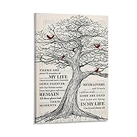 KEWORLAN In My Life Lyrics Vintage Tree Music Art Posters Canvas Wall Art Prints for Wall Decor Room Decor Bedroom Decor Gifts Posters 16x24inch(40x60cm) Frame-style-6