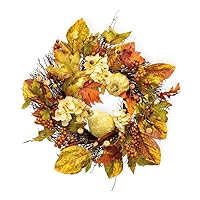 Boston International Decorative Wreath, 18-Inches, White Flowers and Gourds,WDC19333