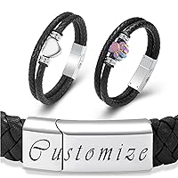 2 Pack Cross Urn Bracelet for Ashes Stainless Steel Woven Leather Bracelet Special Classic Style Cremation Jewelry Women's Men's Ashes Memorial Gift