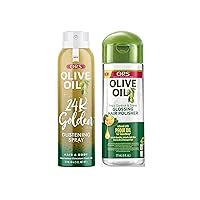 ORS Olive Oil Frizz Control and Shine Glossing Hair Polisher Olive Oil Style & Shine 24k Golden Glistening Spray - Bundle