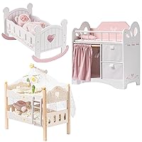 ROBOTIME Toy Doll Bed,Wooden Baby Doll Crib Bunk Beds