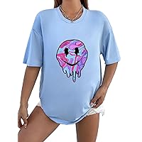 SOLY HUX Women's Oversized T Shirts Letter Print Casual Summer Tops Graphic Tees for Women