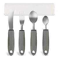 Weighted Silverware - 4pc Adaptive Rubber Grip Weighted Utensils for Hand Tremors, Arthritis, Parkinsons