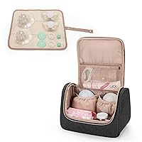 Luxja Wearable Breast Pump Bag (with a Waterproof Mat) Compatible with Momcozy and Elvie Breast Pump, Carrying Case for Wearable Breast Pump and Extra Parts (Patent Pending), Black