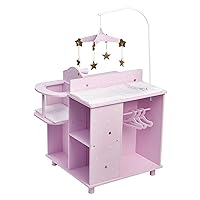 Olivia's Little World Baby Doll Changing Station with Built-in Baby Doll High Chair, Closet, Shelves, Sink, Overhead Mobile, & Baby Doll Clothing Hangers for up to 18 Inch Dolls, Purple Stars