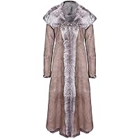 Taupe Full Length Hooded Ladies Suede Toscana Sheepskin Leather Trench Coat