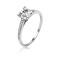 Uloveido Womens's 925 Sterling SIlver Princess Cut Simulated Diamond Solitaire Engagement Ring 2g LJ078