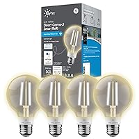 GE CYNC Smart LED Light Bulbs, G25 Globe Bulb, WiFi Light, Soft White, 60W Equivalent, Works with Amazon Alexa and Google Home (4 Pack)