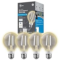 Cync Smart LED Light Bulb, G25 Globe Bulb, Works with Amazon Alexa and Google Home, WiFi Light, Soft White, 60W (4 Pack)