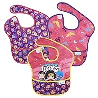 Bumkins Bibs for Girl or Boy, SuperBib Baby and Toddler 6-24 Months, Essential Must Have for Eating, Feeding, Baby Led Weaning Supplies, Mess Saving Catch Food, Fabric, 3-pk DC Comics Move Over Boys
