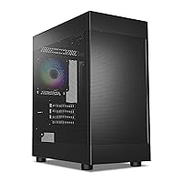 DARKROCK MH200 Black PC Computer Case for Office&Gaming Compact Mid-Tower Micro ATX Mini ITX High-Airflow Mesh Front & Side Panel Top 240mm Radiator Support Type-C Ready, ARGB 120mm Fan Pre-Installed