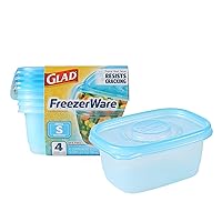 Gladware Freezerware Food Storage Containers | Small Food Storage Containers, Small Containers in Rectangle Shape Hold up to 24 Ounces of Food, 4 Count Set
