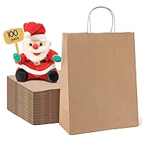 METRONIC Paper Gift Bags 10x5x13'' 100Pcs Brown Paper Bags with Handles Bulk, Kraft Paper Bags for Small Business, Birthday Wedding Party Favor Bags, Christmas Gift bags, Retail shopping Bags