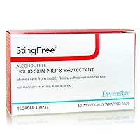 DermaRite StingFree Alcohol Free Liquid Skin Prep/Protectant Pads, 50 Count (Pack of 1)