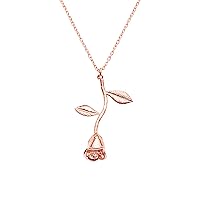 MignonandMignon Rose Pendant Necklace in Gold Rose Gold Silver Mother's Day Roses Jewelry Gift for Mom 3D Pendant