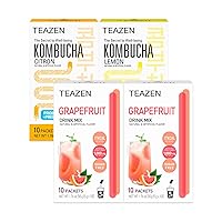 TEAZEN 3 Flavors 40 Sticks Variety Pack, Grapefruit Drink Mix (20 Sticks) and Kombucha Lemon, Citron Flavor (20 Sticks)