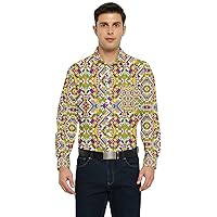 CowCow Mens Standard Fit Work Shirt Dashiki Argyle Pattern Long Sleeve Pocket Shirt,XS-5XL