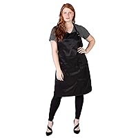 Size Above Plus Size Salon Stylist Apron, Cut for Curves, Neck Strap with Adjustable Snap Closure, Lower Pockets with Zippered Bottoms, Lightweight, Water Resistant Nylon/Poly, Black, 2X