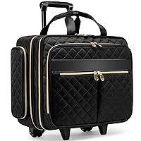 Rolling Makeup Case, Rolling Cosmetic Case with Adjustable Dividers, Professional Makeup Storage Organizer for Makeup Artists and Hair Tools & Heat Insulation Layer Black