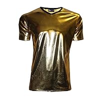 Mens Metallic Wet Look Shiny PVC T-Shirt