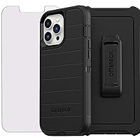 OtterBox Defender Series iPhone Case + Bonus Screen Protector, Apple Phonecase, Wireless Charging, Removable Rotating Belt-Clip Holster/Kickstand (Black, iPhone 13 Pro Max)