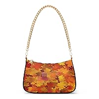 Autumn Leaves Shoulder Bag for Women Shoulder Handbags with Zipper Closure Small Clutch Purses Crossbody Bags for Women
