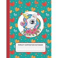Primary Composition Notebook: Dotted Midline and Picture Space, Composition Book, Draw and Write Journal, 100 Story Pages ( Cute Unicorn Notebooks For Girls )