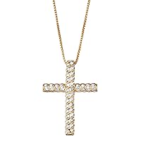 Mother's Day Gift For Her 1/2 CTTW Diamond Cross Pendant Necklace in Sterling Silver