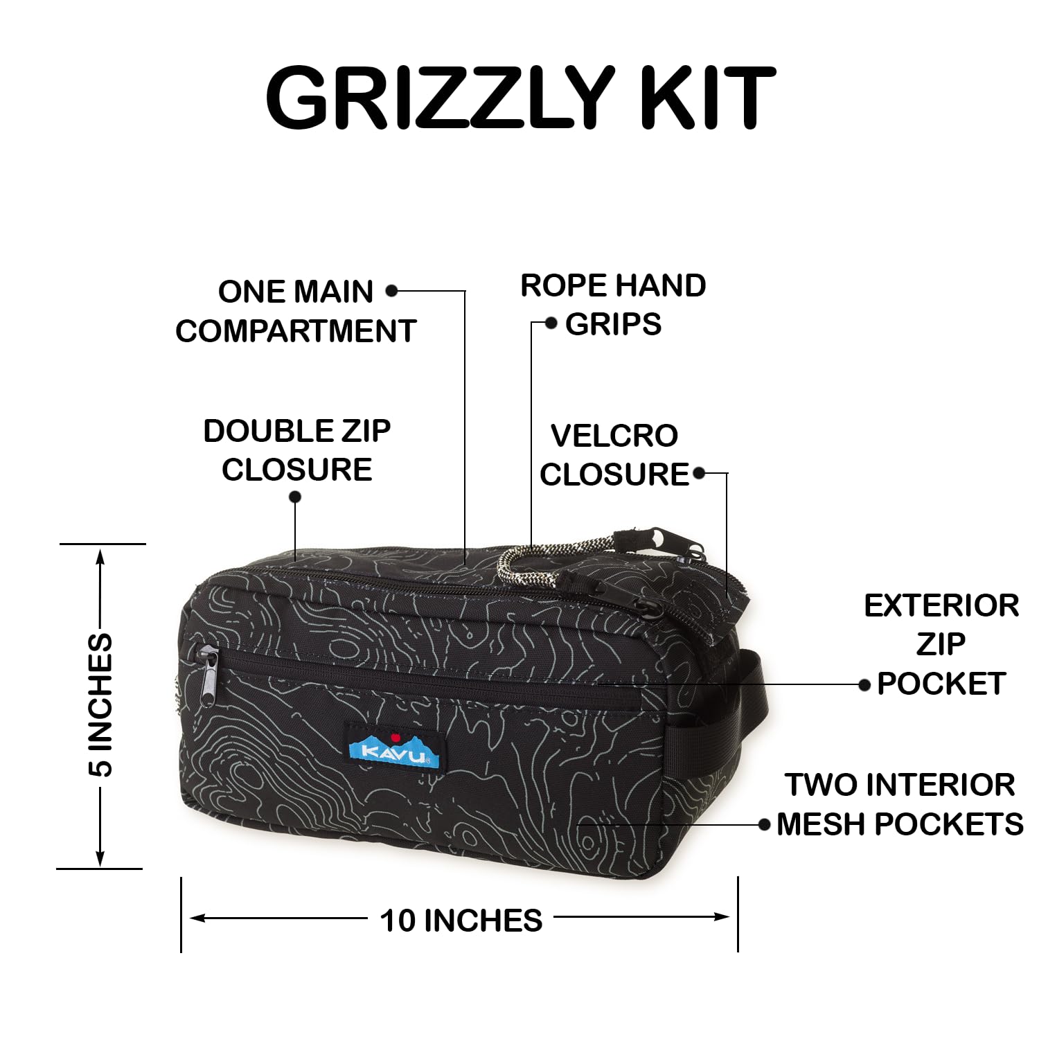 KAVU Grizzly Kit Accessory Bag Padded Lightweight Travel Case