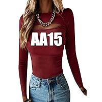 EFOFEI Women's Hollow Slim Long Sleeve T-Shirt Solid Color Sexy Top