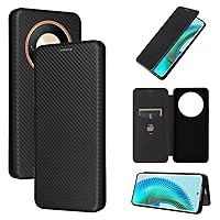 Compatible with Honor Magic 6 Lite/X9B/X50 Case, Luxury Carbon Fiber PU+TPU Hybrid Case Full Protection Shockproof Flip Case Cover Compatible with Honor Magic 6 Lite/X9B/X50 (Color : Black)
