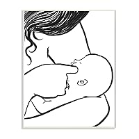 Stupell Industries Mother Nursing Child Portrait Minimal Black White, Designed by Daphne Polselli Wall Plaque, 10 x 15