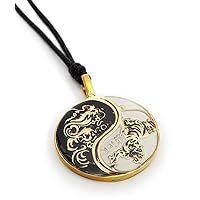 Dragon Tiger Yin Yang Best Friend Handmade Brass Necklace Pendant Jewelry