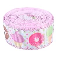 BESTOYARD Grosgrain Ribbon Roll of Ice Cream Cones Ribbon Doughnut Printed Grosgrain Ribbons for Gift Wrapping Home Decoration Ribbon for DIY Craft Earring Making Thin Ribbon