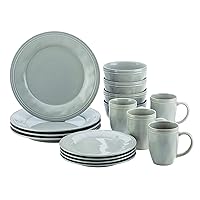 Cucina Dinnerware 16-Piece Stoneware Dinnerware Set, Sea -Salt Grey
