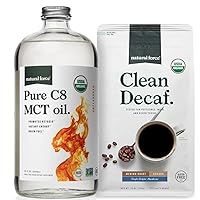 Natural Force Organic Ground Clean Decaf Coffee + Organic Pure C8 MCT Oil Bundle – 100% C8 MCTs & Mold & Mycotoxin Free Coffee – Non-GMO, Keto, Paleo, and Vegan - 10 Oz and 32 Oz