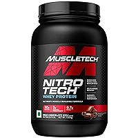 Whey Protein Powder | MuscleTech Nitro-Tech Whey Protein Isolate & Peptides | Protein + Creatine for Muscle Gain | Muscle Builder for Men & Women | Sports Nutrition | Chocolate, 2.20 Pound (Pack of 1)