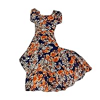 Maternity Midi Dress,Ladies Summer Casual O Neck Floral Print Short Sleeved High Waist Drawstring A Line Long D