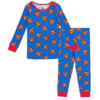 DC Comics Justice League Batman Superman Pajama Shirt and Pants Sleep Set Infant to Toddler