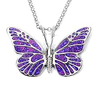 NanoStyle Butterfly Necklace Handcrafted Pendant Handmade Instricate Polymer Clay Patterns 925 Sterling Silver Jewellery for Women, 16.5