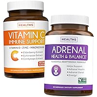 Bundle of Adrenal Support & Vitamin-C Immune Support - Adrenal-C Immunity Bundle - Adrenal Support & Cortisol Manager (Non-GMO) & Vitamin C Immune Support (Non-GMO) Immune System Booster Supplement