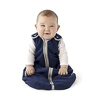 Baby Sleeping Bag Sack - Easy Care Premium Polar Fleece, Indoor Wearable Blanket for Boys & Girls. Fits Infants, With Convenient Shoulder Straps for Safe & Comfortable Sleep, Navy, Small (0-6 Months)