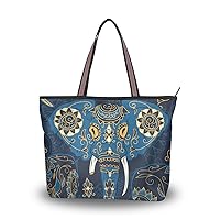 Ethnic Elephant Shoulder Bag Top Handle Tote Bag Handbag for Women