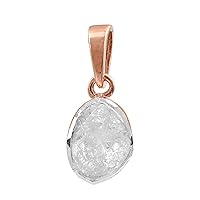 0.60 CTW Natural Diamond Polki Solitaire Tiny Pendant 925 Sterling Silver 14K Rose Gold Plated Slice Diamond Jewelry