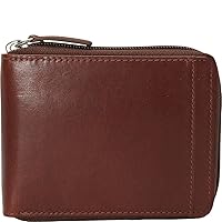 Mancini Men's Zippered Leather Wallet w/Removable Passcase (RFID Secure)
