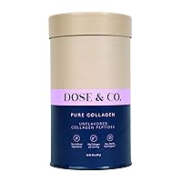DOSE & CO. Pure Collagen Peptides for Hair, Skin & Nails, Unflavored - 20oz Powder Supplement