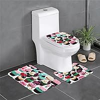 Delicious Cupcakes Print Bathroom Rugs Sets 3 Piecyrofiber Non-Slip Bath Mat, Non-Slip Contour Mat, Toilet Lid Cover