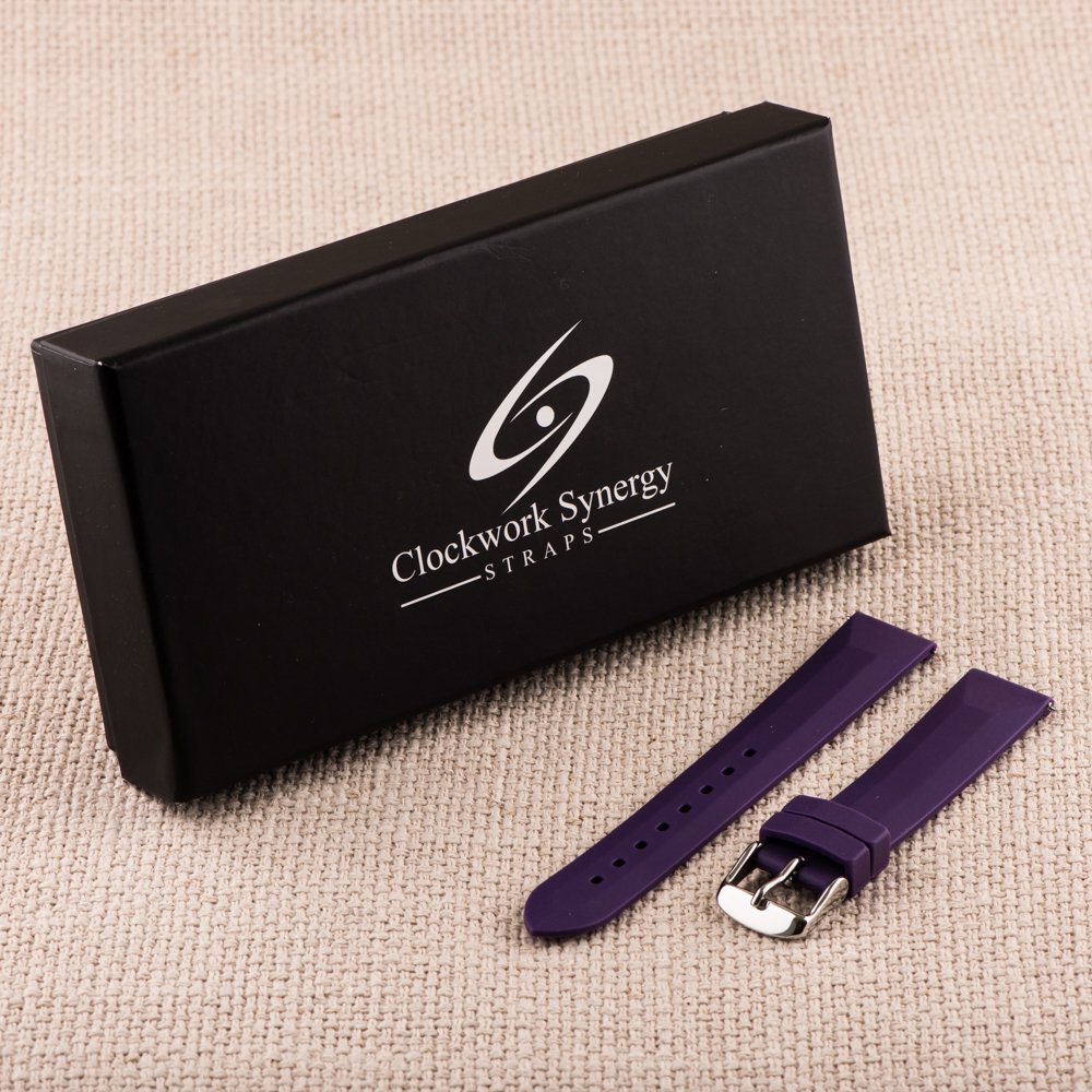 Clockwork Synergy - 2- Piece Ss Divers Silicone Watch Band Strap 26mm - Purple - Male and Female Watches