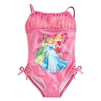 Disney Store Princess Tiana, Cinderella, Aurora Wave of Beauty Girls Swimsuit, Size 3, Pink