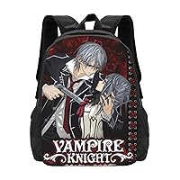 Anime Vampire Knight Backpack Cartoon Large Capacity Backpacks Laptop Backpack Lightweight Canvas Shoulder bag Outdoor Travel 16-Inch Black